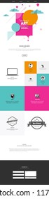 Abstract Geometric Trendy Website template, one page design, headers and interface elements.