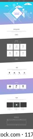 Abstract Geometric Trendy Website template, one page design, headers and interface elements.