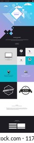 Abstract Geometric Trendy Website template, one page design, headers and interface elements.