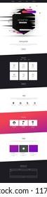 Abstract Geometric Trendy Website template, one page design, headers and interface elements.