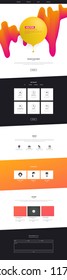 Abstract Geometric Trendy Website template, one page design, headers and interface elements.