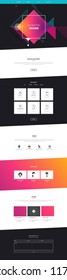 Abstract Geometric Trendy Website template, one page design, headers and interface elements.