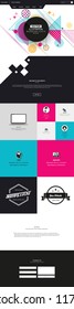 Abstract Geometric Trendy Website template, one page design, headers and interface elements.