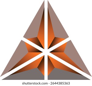 Abstract geometric triangle artwork featuring a vibrant orange star.