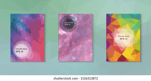 Abstract geometric triangle background, art, artistic, bright, colorful, design. Mosaic, color background. Mosaic texture. The effect of stained glass. EPS 10 Vector