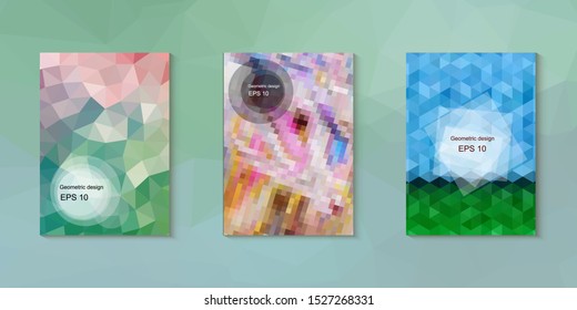 Abstract geometric triangle background, art, artistic, bright, colorful, design. Mosaic, color background. Mosaic texture. The effect of stained glass. EPS 10 Vector