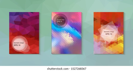 Abstract geometric triangle background, art, artistic, bright, colorful, design. Mosaic, color background. Mosaic texture. The effect of stained glass. EPS 10 Vector