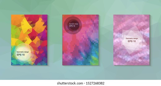 Abstract geometric triangle background, art, artistic, bright, colorful, design. Mosaic, color background. Mosaic texture. The effect of stained glass. EPS 10 Vector