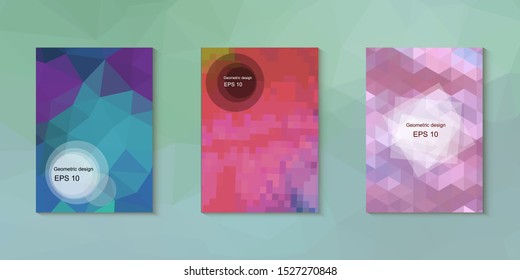 Abstract geometric triangle background, art, artistic, bright, colorful, design. Mosaic, color background. Mosaic texture. The effect of stained glass. EPS 10 Vector