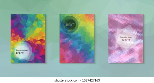 Abstract geometric triangle background, art, artistic, bright, colorful, design. Mosaic, color background. Mosaic texture. The effect of stained glass. EPS 10 Vector