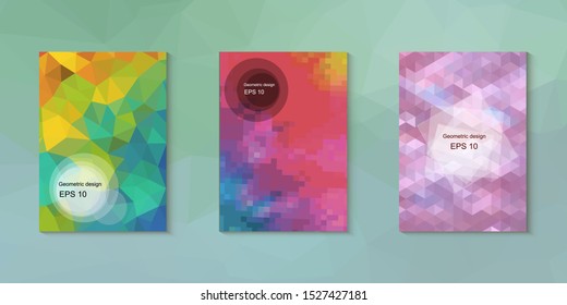 Abstract geometric triangle background, art, artistic, bright, colorful, design. Mosaic, color background. Mosaic texture. The effect of stained glass. EPS 10 Vector