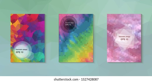 Abstract geometric triangle background, art, artistic, bright, colorful, design. Mosaic, color background. Mosaic texture. The effect of stained glass. EPS 10 Vector