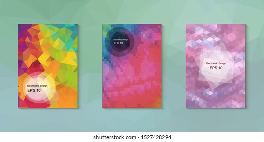 Abstract geometric triangle background, art, artistic, bright, colorful, design. Mosaic, color background. Mosaic texture. The effect of stained glass. EPS 10 Vector