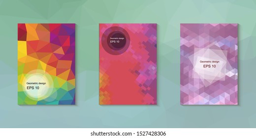Abstract geometric triangle background, art, artistic, bright, colorful, design. Mosaic, color background. Mosaic texture. The effect of stained glass. EPS 10 Vector