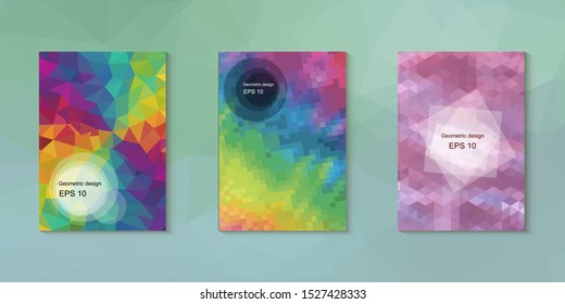 Abstract geometric triangle background, art, artistic, bright, colorful, design. Mosaic, color background. Mosaic texture. The effect of stained glass. EPS 10 Vector