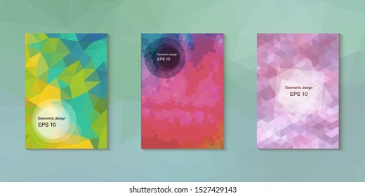 Abstract geometric triangle background, art, artistic, bright, colorful, design. Mosaic, color background. Mosaic texture. The effect of stained glass. EPS 10 Vector
