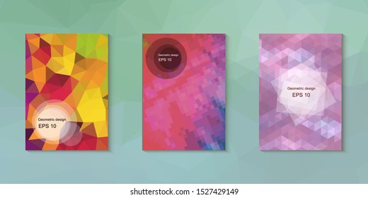 Abstract geometric triangle background, art, artistic, bright, colorful, design. Mosaic, color background. Mosaic texture. The effect of stained glass. EPS 10 Vector