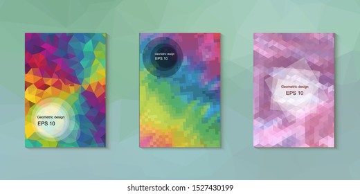 Abstract geometric triangle background, art, artistic, bright, colorful, design. Mosaic, color background. Mosaic texture. The effect of stained glass. EPS 10 Vector