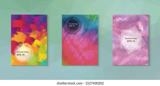 Abstract geometric triangle background, art, artistic, bright, colorful, design. Mosaic, color background. Mosaic texture. The effect of stained glass. EPS 10 Vector