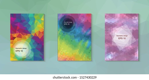 Abstract geometric triangle background, art, artistic, bright, colorful, design. Mosaic, color background. Mosaic texture. The effect of stained glass. EPS 10 Vector