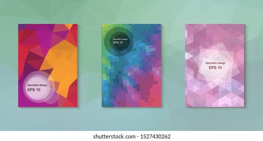Abstract geometric triangle background, art, artistic, bright, colorful, design. Mosaic, color background. Mosaic texture. The effect of stained glass. EPS 10 Vector