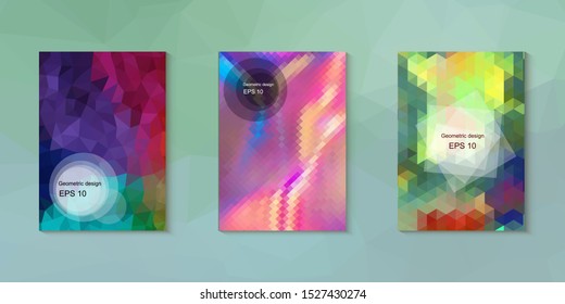 Abstract geometric triangle background, art, artistic, bright, colorful, design. Mosaic, color background. Mosaic texture. The effect of stained glass. EPS 10 Vector