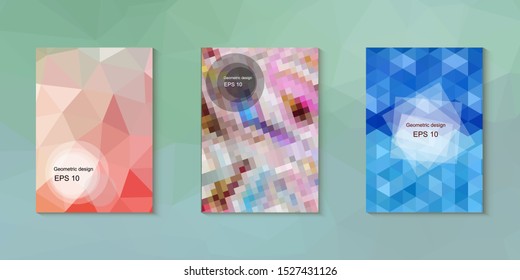 Abstract geometric triangle background, art, artistic, bright, colorful, design. Mosaic, color background. Mosaic texture. The effect of stained glass. EPS 10 Vector