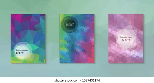 Abstract geometric triangle background, art, artistic, bright, colorful, design. Mosaic, color background. Mosaic texture. The effect of stained glass. EPS 10 Vector