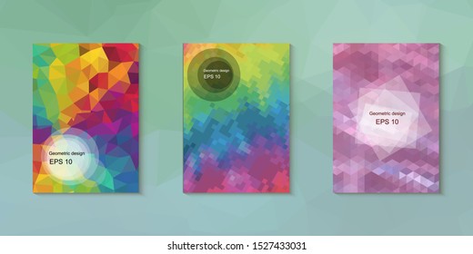 Abstract geometric triangle background, art, artistic, bright, colorful, design. Mosaic, color background. Mosaic texture. The effect of stained glass. EPS 10 Vector