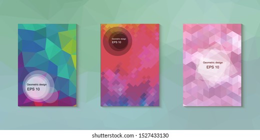 Abstract geometric triangle background, art, artistic, bright, colorful, design. Mosaic, color background. Mosaic texture. The effect of stained glass. EPS 10 Vector