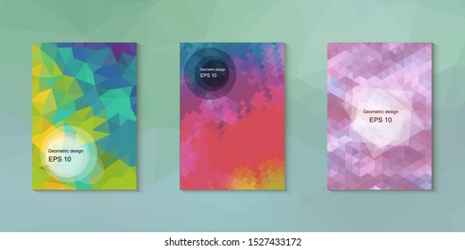 Abstract geometric triangle background, art, artistic, bright, colorful, design. Mosaic, color background. Mosaic texture. The effect of stained glass. EPS 10 Vector