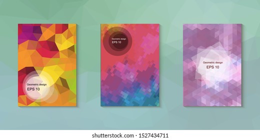 Abstract geometric triangle background, art, artistic, bright, colorful, design. Mosaic, color background. Mosaic texture. The effect of stained glass. EPS 10 Vector