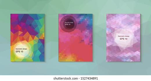 Abstract geometric triangle background, art, artistic, bright, colorful, design. Mosaic, color background. Mosaic texture. The effect of stained glass. EPS 10 Vector