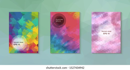 Abstract geometric triangle background, art, artistic, bright, colorful, design. Mosaic, color background. Mosaic texture. The effect of stained glass. EPS 10 Vector