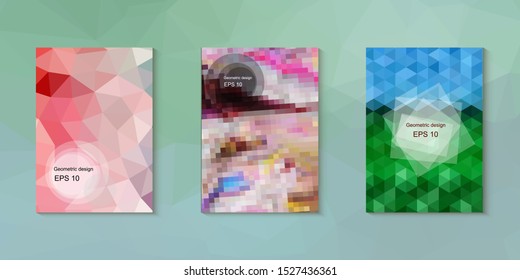 Abstract geometric triangle background, art, artistic, bright, colorful, design. Mosaic, color background. Mosaic texture. The effect of stained glass. EPS 10 Vector