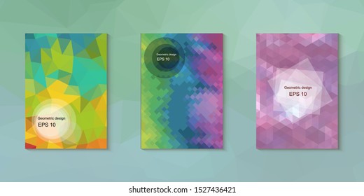 Abstract geometric triangle background, art, artistic, bright, colorful, design. Mosaic, color background. Mosaic texture. The effect of stained glass. EPS 10 Vector