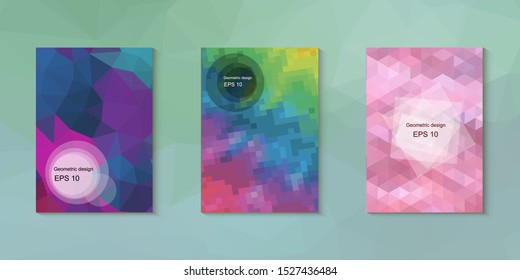 Abstract geometric triangle background, art, artistic, bright, colorful, design. Mosaic, color background. Mosaic texture. The effect of stained glass. EPS 10 Vector
