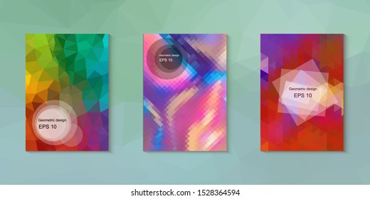 Abstract geometric triangle background, art, artistic, bright, colorful, design. Mosaic, color background. Mosaic texture. The effect of stained glass. EPS 10 Vector