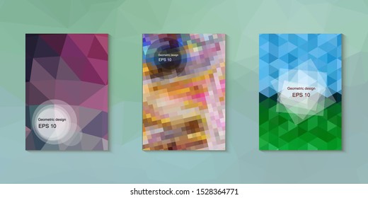 Abstract geometric triangle background, art, artistic, bright, colorful, design. Mosaic, color background. Mosaic texture. The effect of stained glass. EPS 10 Vector