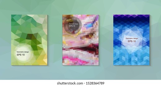 Abstract geometric triangle background, art, artistic, bright, colorful, design. Mosaic, color background. Mosaic texture. The effect of stained glass. EPS 10 Vector