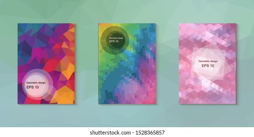 Abstract geometric triangle background, art, artistic, bright, colorful, design. Mosaic, color background. Mosaic texture. The effect of stained glass. EPS 10 Vector