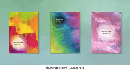 Abstract geometric triangle background, art, artistic, bright, colorful, design. Mosaic, color background. Mosaic texture. The effect of stained glass. EPS 10 Vector