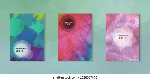 Abstract geometric triangle background, art, artistic, bright, colorful, design. Mosaic, color background. Mosaic texture. The effect of stained glass. EPS 10 Vector