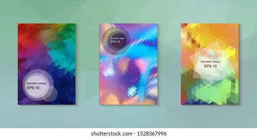 Abstract geometric triangle background, art, artistic, bright, colorful, design. Mosaic, color background. Mosaic texture. The effect of stained glass. EPS 10 Vector