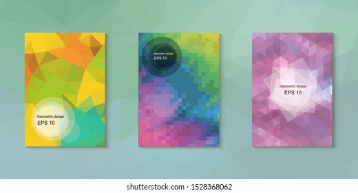 Abstract geometric triangle background, art, artistic, bright, colorful, design. Mosaic, color background. Mosaic texture. The effect of stained glass. EPS 10 Vector