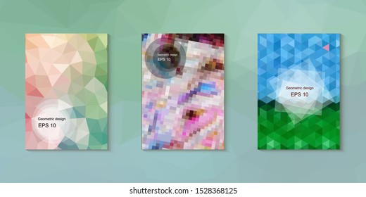 Abstract geometric triangle background, art, artistic, bright, colorful, design. Mosaic, color background. Mosaic texture. The effect of stained glass. EPS 10 Vector