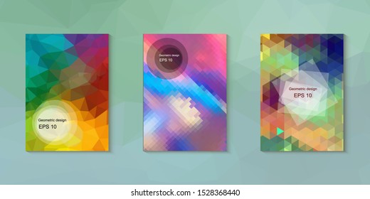 Abstract geometric triangle background, art, artistic, bright, colorful, design. Mosaic, color background. Mosaic texture. The effect of stained glass. EPS 10 Vector