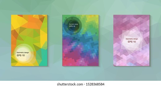 Abstract geometric triangle background, art, artistic, bright, colorful, design. Mosaic, color background. Mosaic texture. The effect of stained glass. EPS 10 Vector