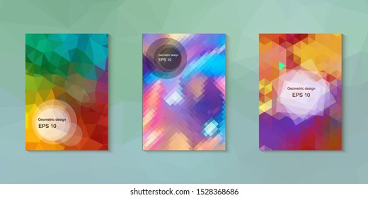 Abstract geometric triangle background, art, artistic, bright, colorful, design. Mosaic, color background. Mosaic texture. The effect of stained glass. EPS 10 Vector