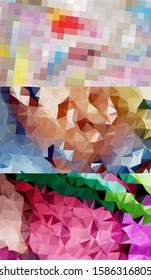Abstract geometric triangle background, art, artistic, bright, colorful, design. Mosaic, color background. Mosaic texture. The effect of stained glass. EPS 10 Vector